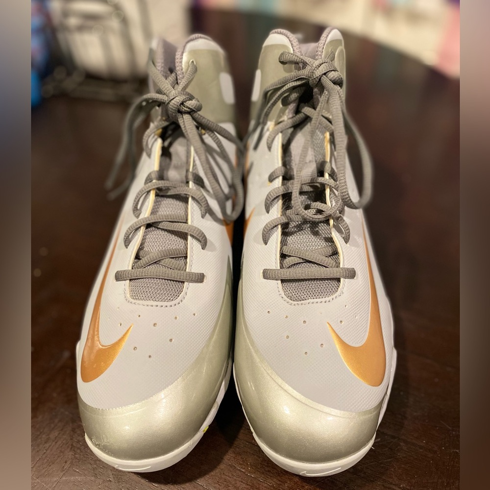 Nike Mens Keystone Baseball Shoes Alpha Huarache Gray Gold 923429-071 - Picture 1 of 7